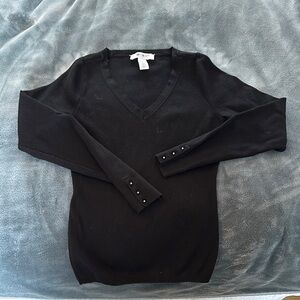 White House Black Market Black V-Neck Sweater